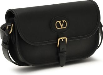 Valentino Garavani Mens Small Antibes Shoulder Bag Nero Calf Leather Bos Taurus
