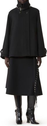 Lanvin Fringed Skirt In Double-Faced Cashmere Wool in Black at Nordstrom, Size 40