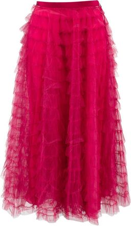 Dior Christian Dior Raspberry Ruffled Tulle Midi Skirt Size XS