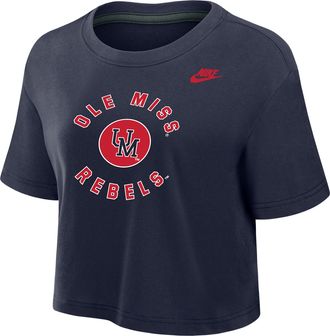 Nike Ole Miss Rebels Nike Womens Dri-FIT Cropped T-Shirt in Blue | W11840P404MISI-NVY