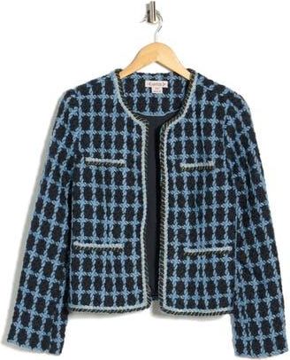 Nanette Lepore Windowpane Boucl&eacute; Jacket in Steel Blue Multi at Nordstrom Rack, Size X-Large