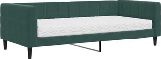 vidaXL Sof&aacute; Cama Con Colch&oacute;n Terciopelo Verde Oscuro 90x200 Cm Vidaxl