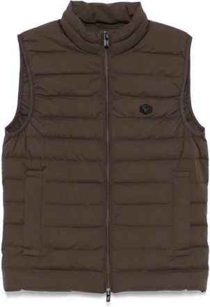 Emporio Armani Sleeveless Full-Zip Gewatteerd Donsvest - Heren - Bodywarmers - Bruin - XL - Leer - Jassen