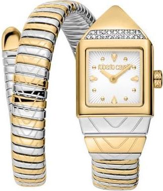 Roberto Cavalli Snake Core Wraparound Bracelet Watch, 19.5mm x 33mm in Two Tone Silver /Gold at Nordstrom Rack