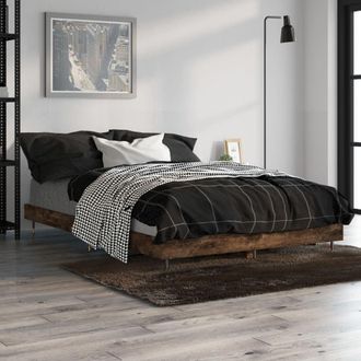 vidaXL Estructura De Cama Sin Colch&oacute;n Madera Roble Ahumado 120x190 Cm Vidaxl