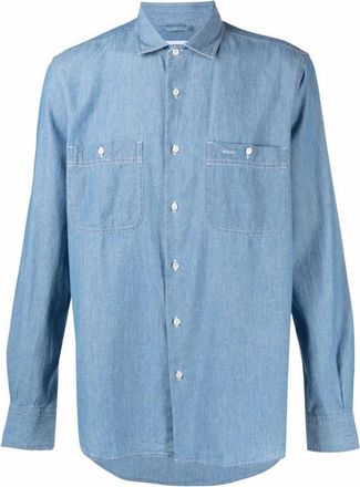 Aspesi New C Slim Work Shirt - Heren - Spijkeroverhemden - Blauw - 2XL - Katoen - Overhemden