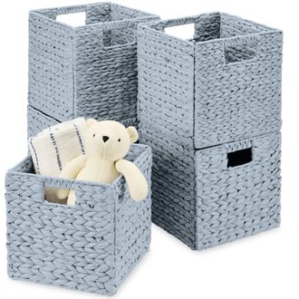Best Choice Products 10.5x10.5in Hyacinth Storage Baskets, Set of 5 Multipurpose Collapsible Organizers