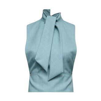 Maison Margiela Wool Sleeveless Top - female - MM6 Maison Margiela - Blouses - Blue - M - Blouses & Shirts