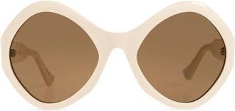 Valentino Garavani Oversized Oval Zonnebril - Dames - Zonnebrillen - Beige - 61 MM - Accessoires
