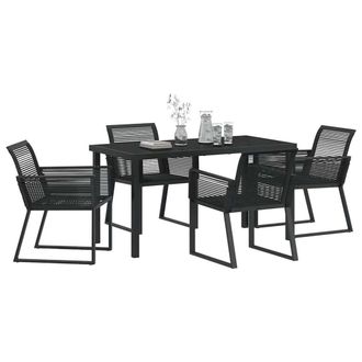 Berkfield Home Elegant 5 Piece Garden Dining Set Black Poly Rattan