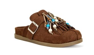 Azalea Wang Womens Abeille Tassel Beaded Clogs In Brown
