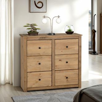 Seconique Panama 6 Drawer Chest in Natural