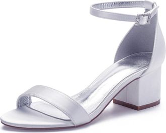 Miyoopark Comfortable Wedding Shoes for Women Block Low Heel Evening Sandals M534 White UK 6.5