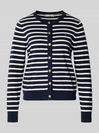 Tommy Hilfiger Regular Fit Strickjacke aus Baumwoll-Mix in Marine, Gr&ouml;&szlig;e XL