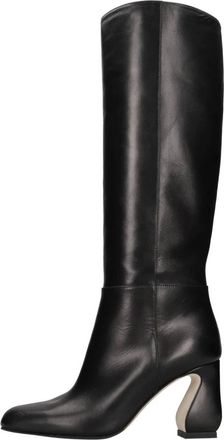 Sergio Rossi Leren Laarzen - Dames - Laarzen met Hak - Zwart - 37 EU - Leer - Schoenen
