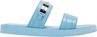 by FAR Eenvoudig sandalen glanzend korrelig leer - Dames - Sandalen - Blauw - 37 EU - Leer - Schoenen