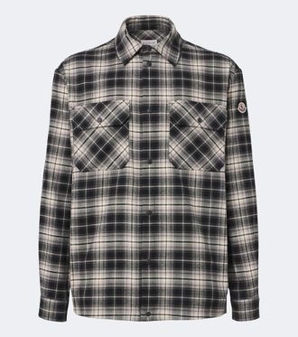 Moncler Checked cotton flannel zip-up shirt