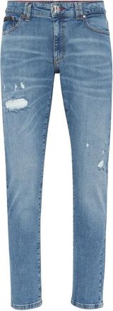 Philipp Plein Destroyed Slim Fit Jeans - Heren - Slim Fit Jeans - Blauw - W33 - Katoen - Jeans