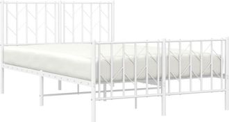 vidaXL Estructura Cama Sin Colch&oacute;n Con Estribo Metal Blanco 120x200 Cm Vidaxl