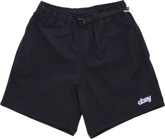 Obey Zwarte Web Shorts met Verstelbare Riem - Heren - Korte Broeken - Zwart - XL - Nylon - Korte Broeken