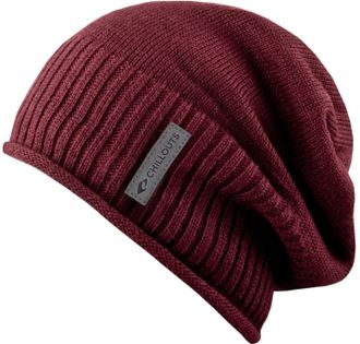 Chillouts Beanie CHILLOUTS Etienne Hat, Damen, rot (burgundy), Strick, Baumwolle, M&uuml;tzen Beanie, mit dezentem Logo-Schriftzug