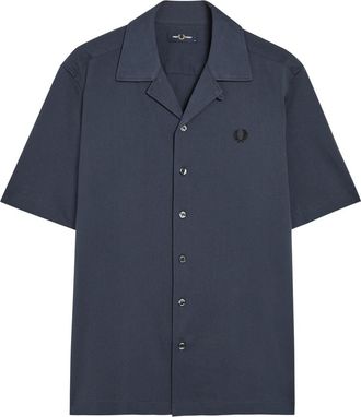 Fred Perry Logo-embroidered Piqu&eacute; Cotton Shirt - Navy - Xxl