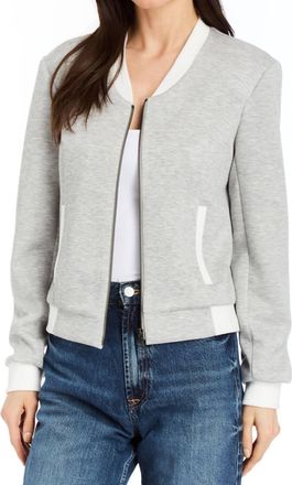 Drew Bari Zip Front Bomber Jacket In Heather Grey