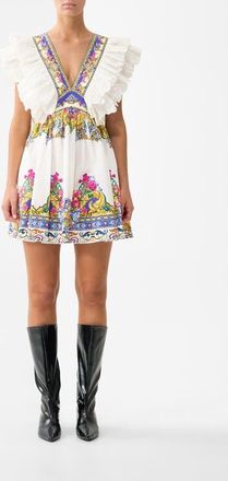 Camilla Double Frill Sleeve Mini Dress in Milla In Sevilla at Nordstrom, Size Xx-Large Au