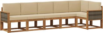 vidaXL Conjunto De Sof&aacute;s De Exterior 6 Uds. Natural Y Beige Poli&eacute;ster Vidaxl