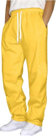 Generic Mens Fleece Lined Sweatpants Solid Colours Casual Running Trousers Tracksuit Jogging Bottoms Simple Stylish Straight Leg Sweatpants Thermal Comfortabl