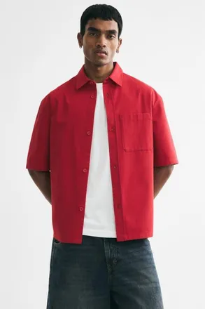 H&M Relaxed-fit Embroidered-motif Cotton Shirt in Red/drive District at Nordstrom, Size Xx-Large