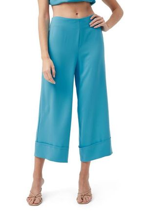 Trina Turk Bahooka Wide Leg Cropped Pant in Champion Cyan at Nordstrom, Size 12