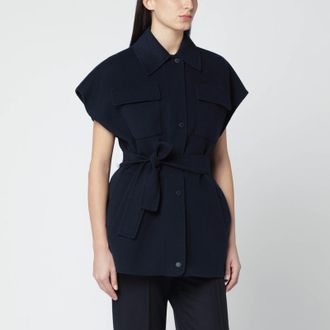 Max Mara Blue wool-blend belted jacket