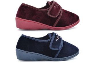 Generic Womens Wide Fit Slippers Wedge Heel Slippers Size 9 Womens Wide Slipper Size 8 Ladies Memory Foam Slipper Padded Insole Touch Fastening Sizes 3-8 Burg