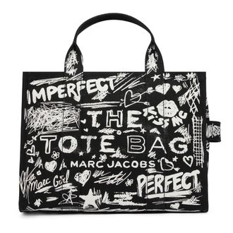 Marc Jacobs Tote Bags, female, Black, Size: ONE SIZE The Punk Scribble Canvas Medium Tote Bag