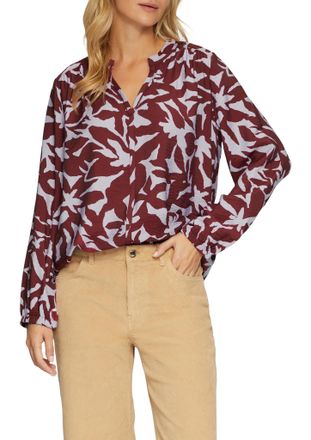 s.Oliver Langarmbluse S.OLIVER, Damen, Gr. 34, rot (cranberry aop), Web, Obermaterial: 84% Viskose, 16% Polyamid, bedruckt, regular fit taillenbedeckt, V-Aussc