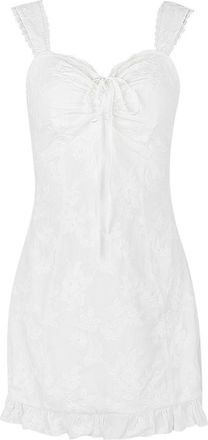 Generic European and American New White Hook Flower Suspender Skirt Short Skirt Dress Summer Womens Small Skirt - White - XS