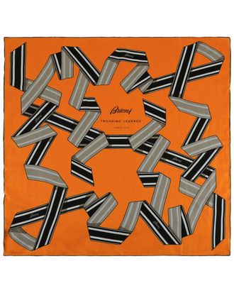 Brioni Ribbon Print Silk-Blend Scarf