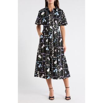 Sugarlips Wilderra Pleated Midi Dress in Black-Pastel at Nordstrom, Size X-Small
