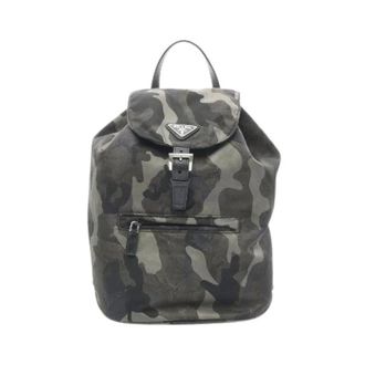 Prada Pre-owned Backpacks, male, Green, Size: ONE SIZE Pre-owned Nylon Saffiano Leather Backpack