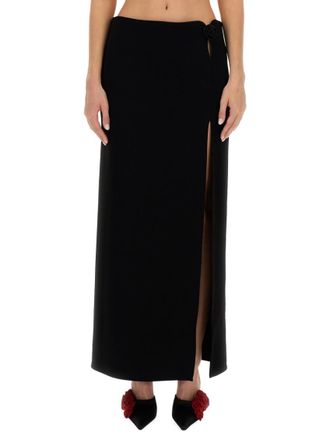Magda Butrym Black Solid Maxi Skirt