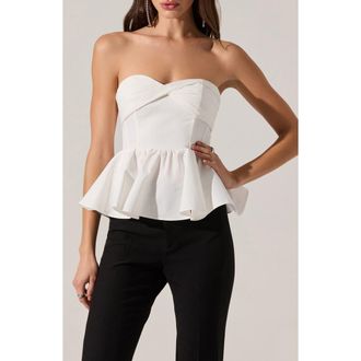 ASTR the Label Melia Strapless Peplum Top in White at Nordstrom Rack, Size Large