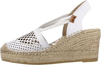 Vidorreta Alpargata Napa Troquelada - Dames - Sleehakken - Wit - 38 EU - Leer - Schoenen