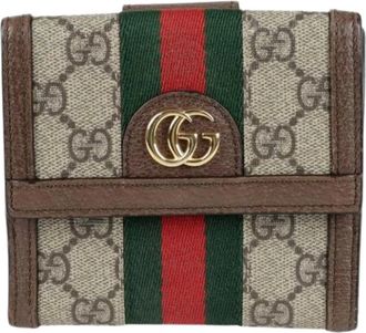 Gucci Pre-owned Wallets, female, Beige, Size: ONE SIZE Pre-owned Ophidia French Flap Wallet