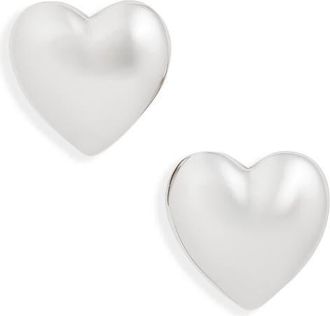 Open Edit Puffy Heart Stud Earrings in Silver at Nordstrom