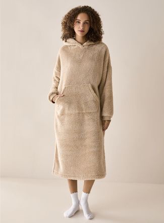 Miiyu Womens Soft plush lounge hoodie-dress