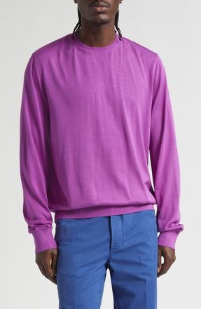 Tom Ford Fluid Silk Crewneck Sweater in Bright Mauve at Nordstrom, Size 38 Us