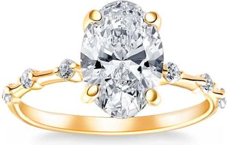 Pompeii3 Certified 2 3/4Ct TW Oval Diamond Engagement Ring Lab Grown 14k Gold