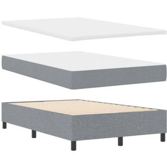 vidaXL Cama Tipo Box Spring Con Colch&oacute;n Gris Claro 120 X 190 Cm Tela Vidaxl
