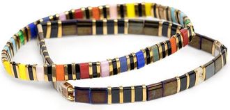 Saachi Saachi Rainbow Bead Stretchable Bracelet